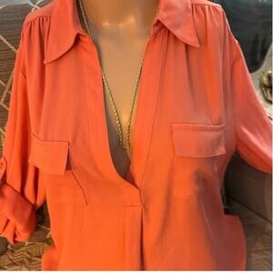 Large Women's NC&C Button Down Long Sleeve Coral Shirt